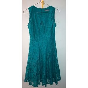 Teal Danny and Nicole Keyhole Lace Dress